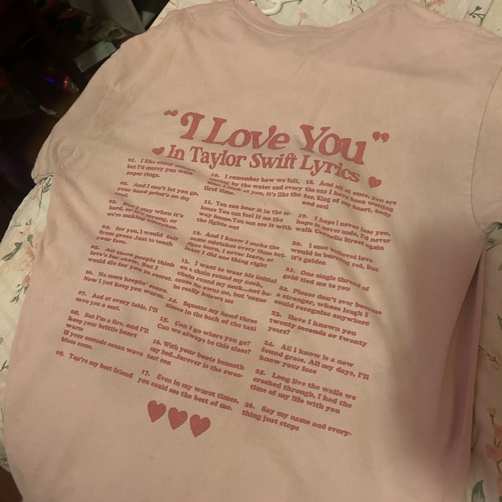 “I love you” in taylor swift lyrics t-shirt